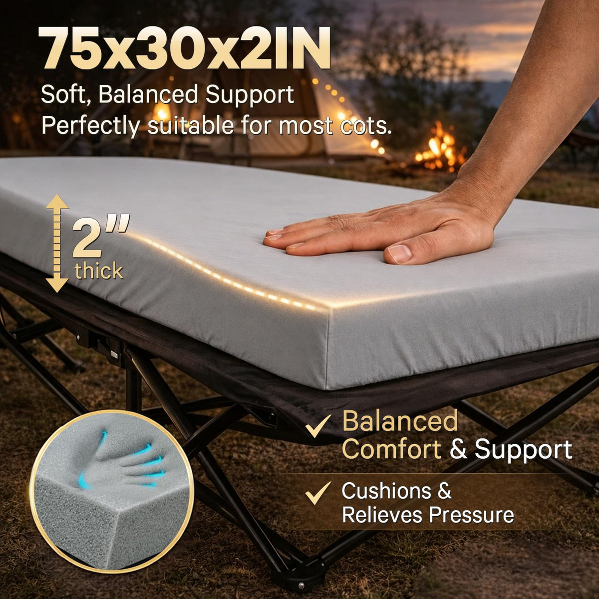 2 Inch Memory Foam Camping Cot Pad T62455