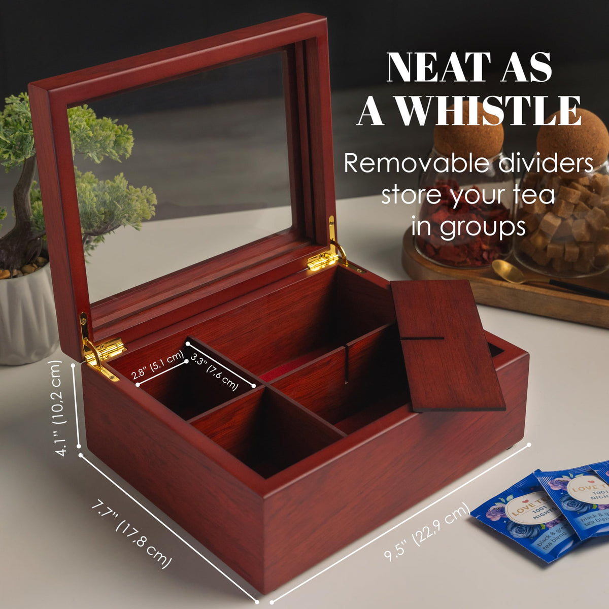 Wooden Tea Bag Organizer A60672