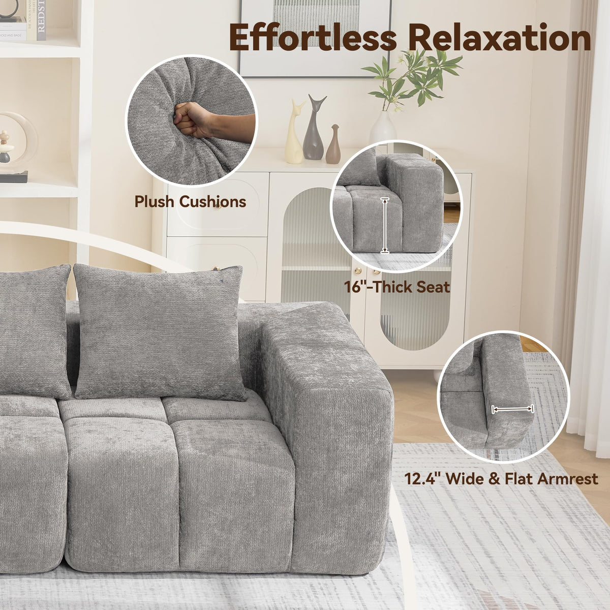 Light Grey Oversized Tufted Memory Foam Loveseat Q180523