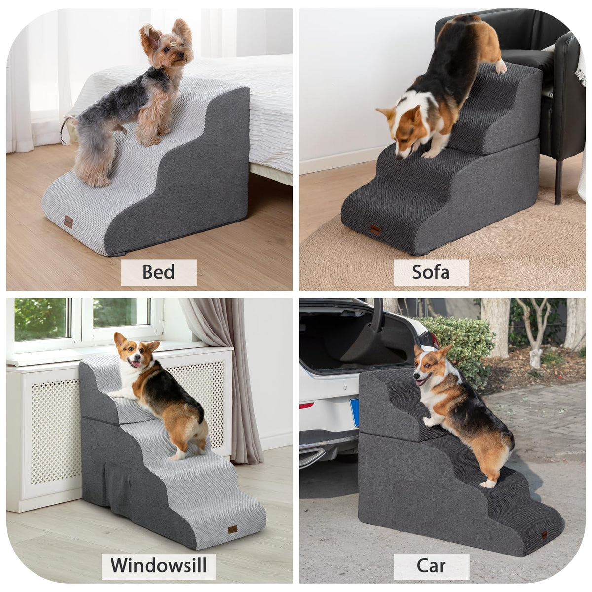 5-Step Non-Slip Dog Stairs with Tunnel K876
