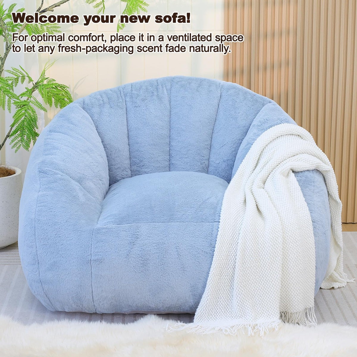 Light Blue Corduroy Bean Bag Chair T9914