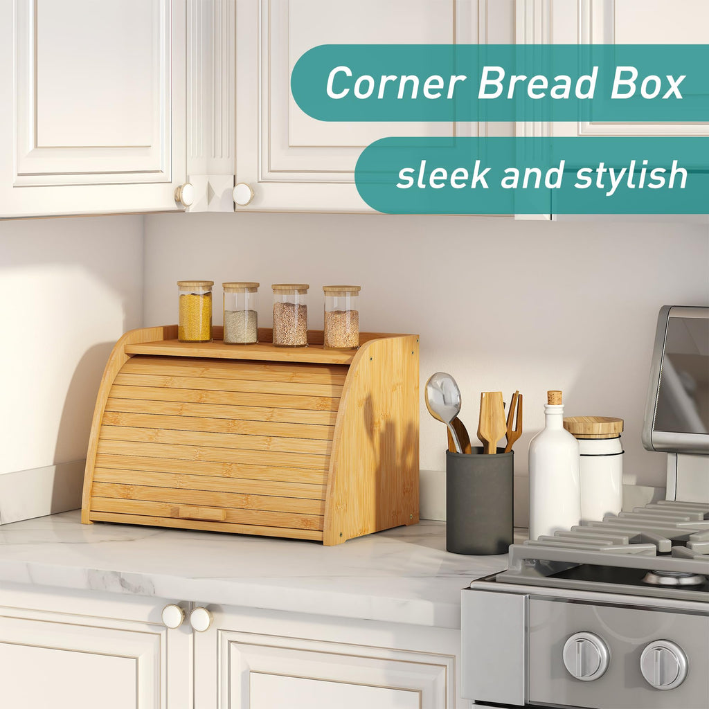 Large Bamboo Wood Bread Box H8440