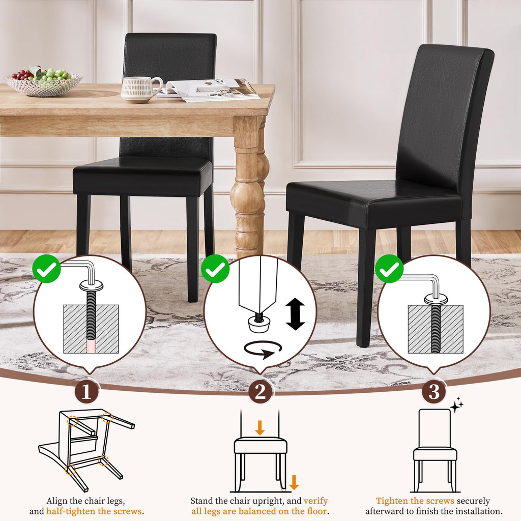 Dining Chairs Set of 4 Upholstered Black A890