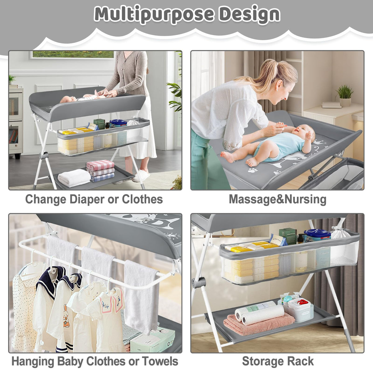 Portable Folding Baby Changing Table with Wheels C610298