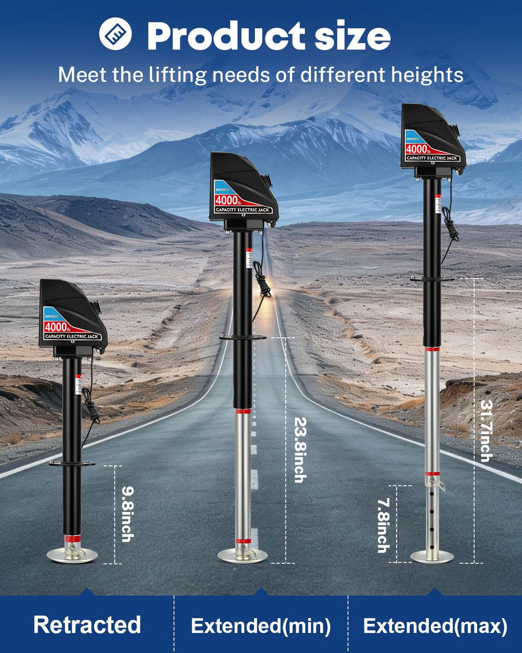 Electric Trailer Jack 4000lbs A-Frame I868