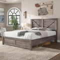 Gray Full Size Bed Frame with Barn Door Headboard U228