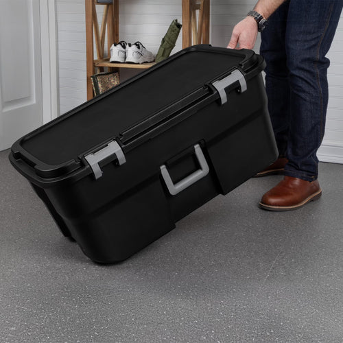 22 Gallon Black Wheeled Plastic Storage Trunk O4649