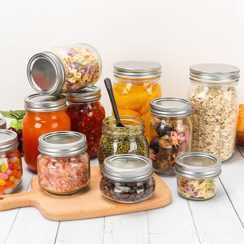 16 oz Clear Glass Mason Jars with Lids, 15 Pack F832