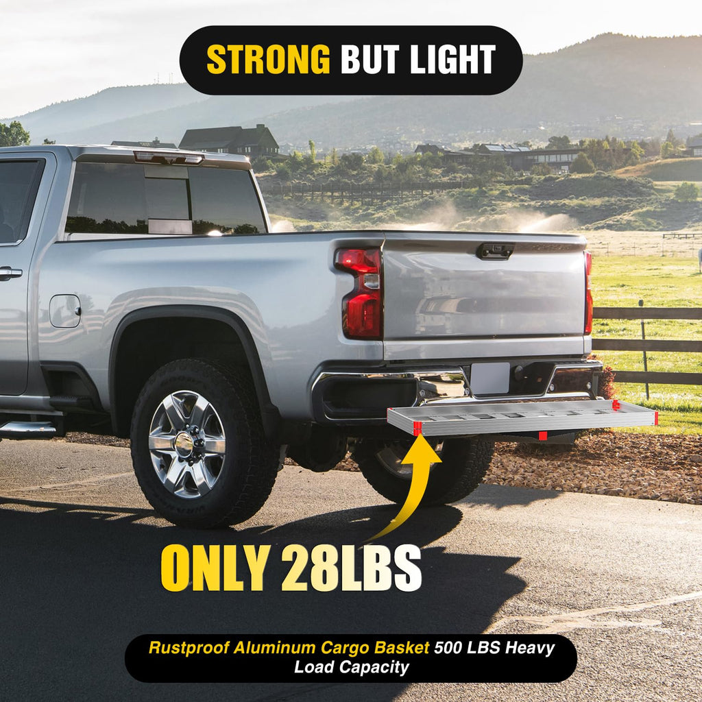 Aluminum Hitch Cargo Carrier 60" x 22" x 3.25" 500 lbs Cargo Basket for 2" Receiver E167016