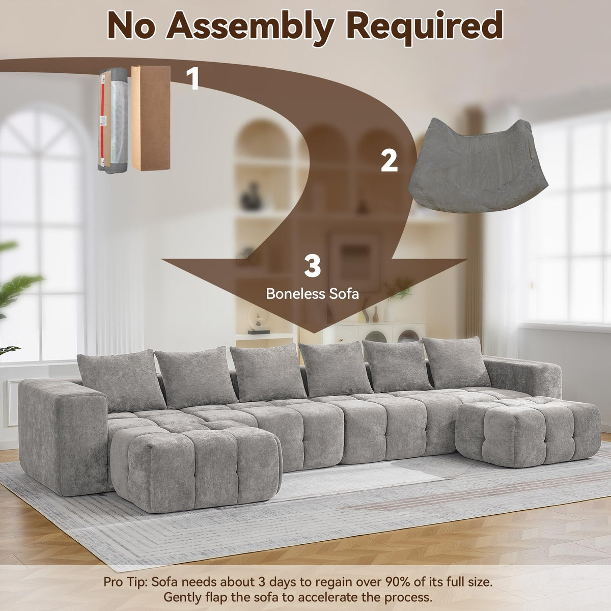 Light Grey Oversized Tufted Memory Foam Loveseat Q180523