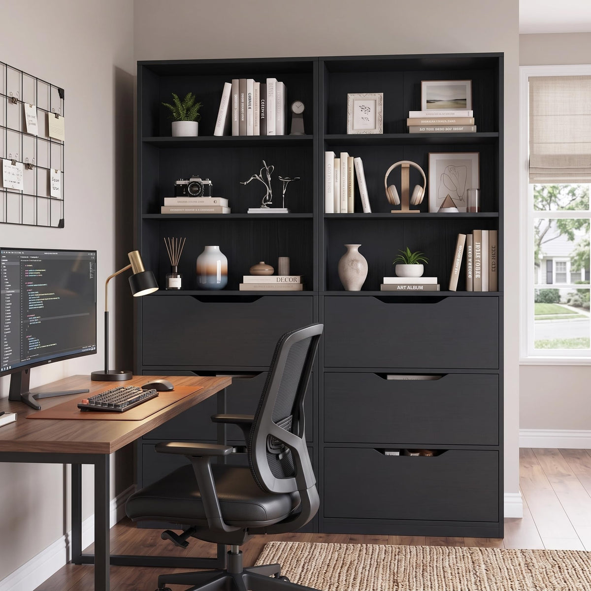 71” Tall Wood Bookshelf with 3 Drawers X828765