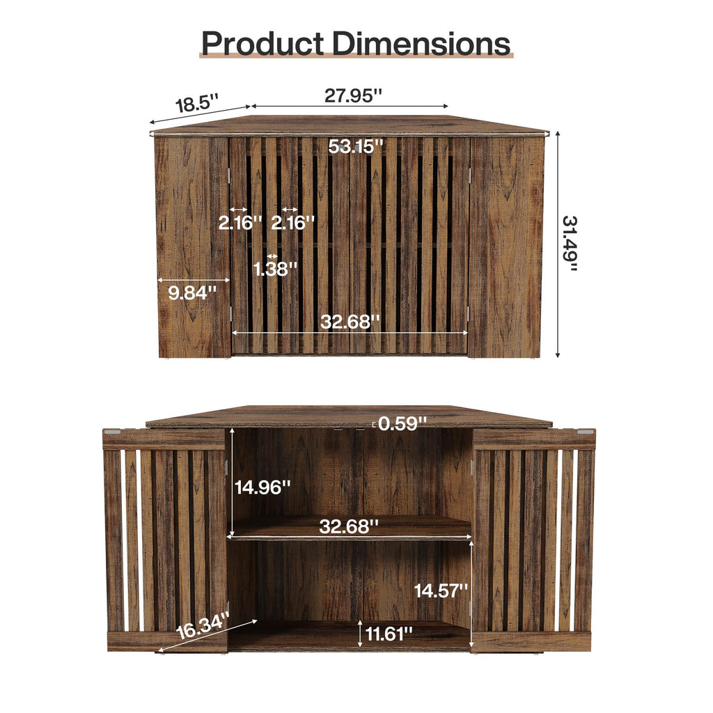 53" Farmhouse Corner TV Stand with Storage V57314