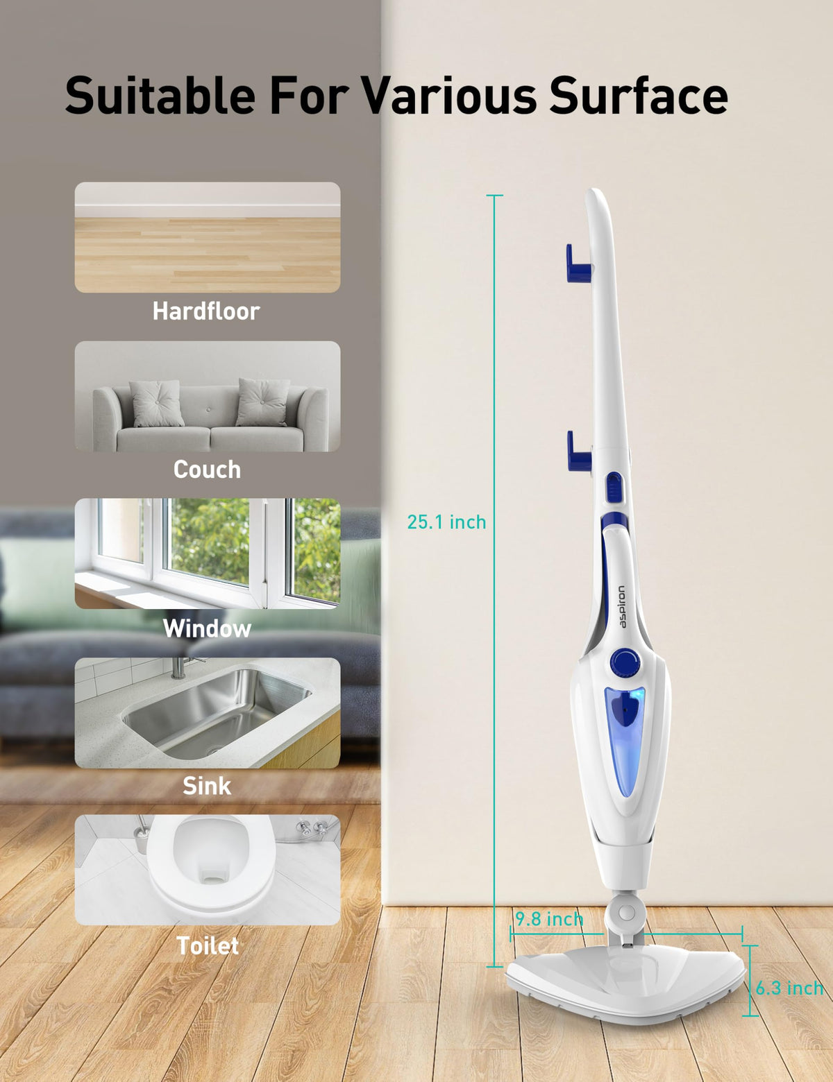 1500W Detachable Handheld Steam Mop N6100