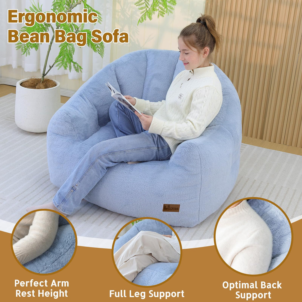 Light Blue Corduroy Bean Bag Chair T9914