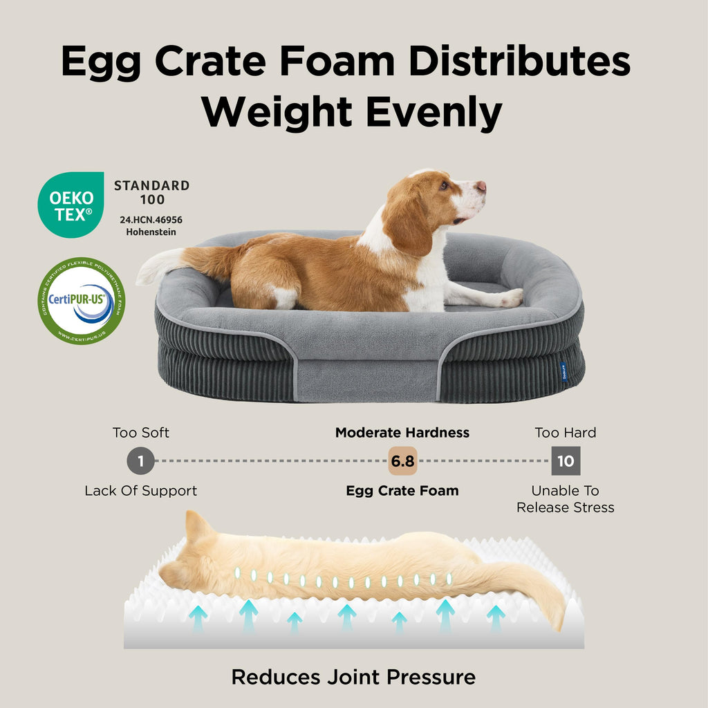Oval Orthopedic Dog Bed 35" Grey Y479