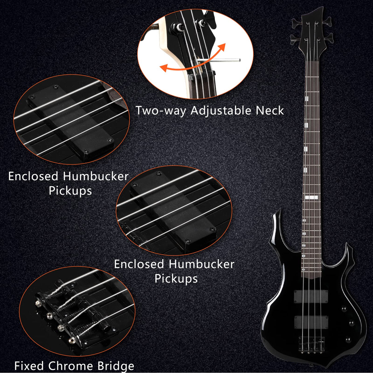 Full Size Flame Design Electric Bass Guitar Kit L97280