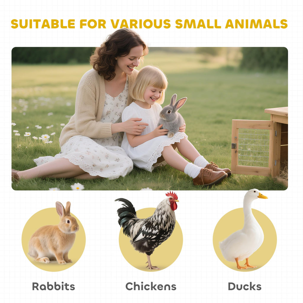 62" Wooden Small Animal Hutch with Run Area S565