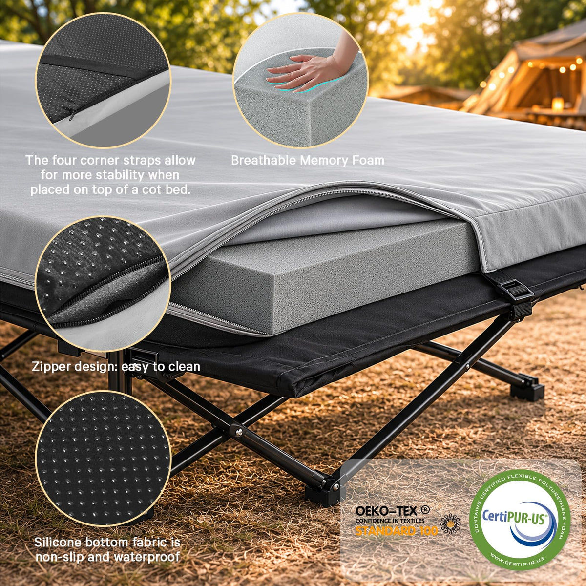 2 Inch Memory Foam Camping Cot Pad T62455