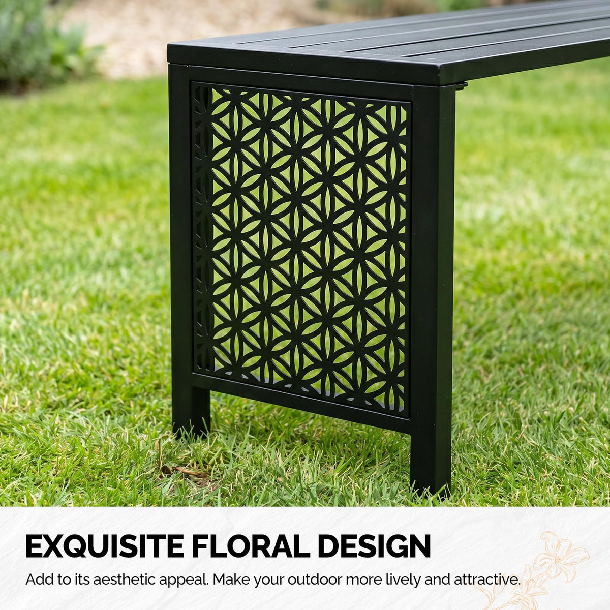 Black Metal Outdoor Bench E23728
