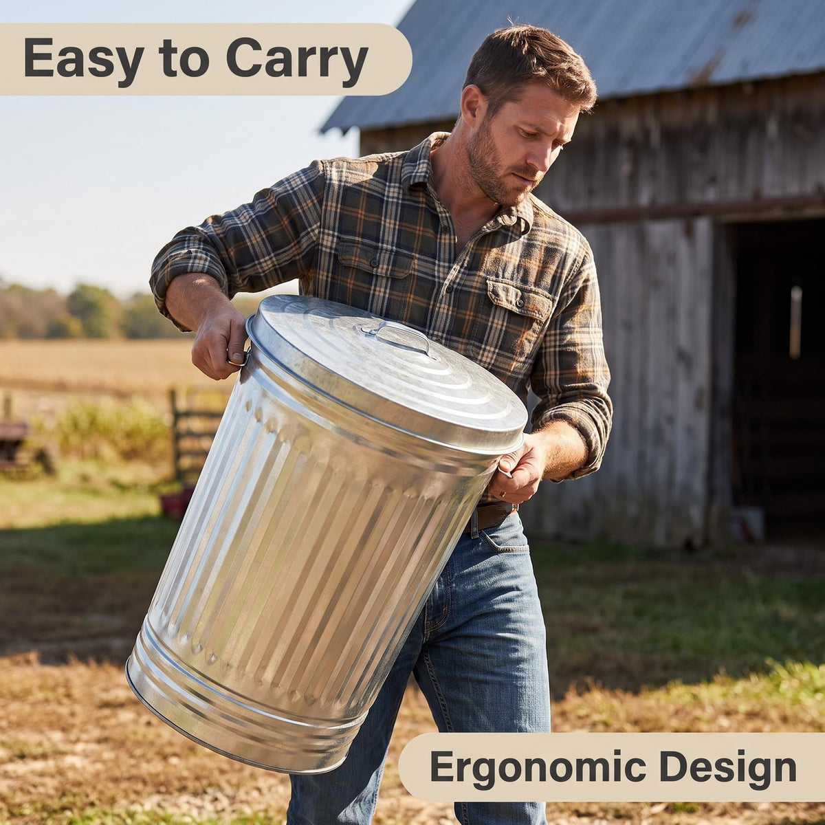 31 Gallon Galvanized Steel Trash Can with Locking Lid K4618