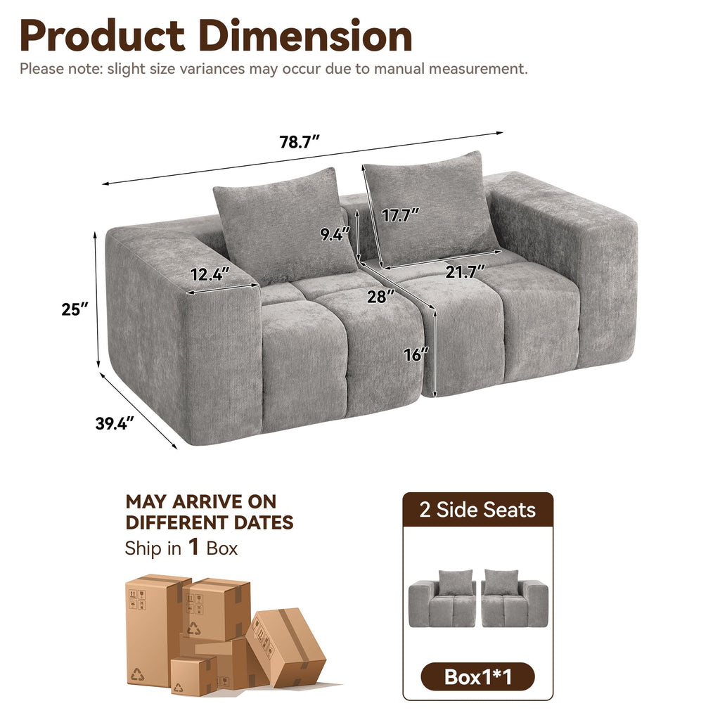 Light Grey Oversized Tufted Memory Foam Loveseat Q180523