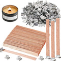 100 pcs 6 inch Wooden Candle Wicks with Metal Base Clip Y134111