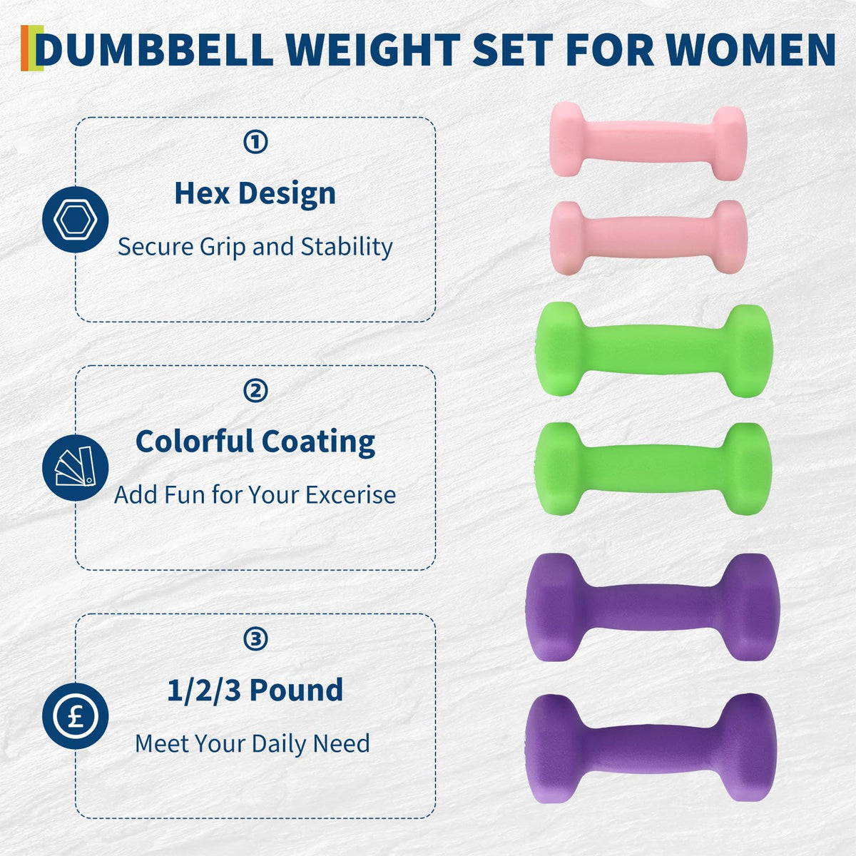 Neoprene Hex Dumbbell Set with Rack I496