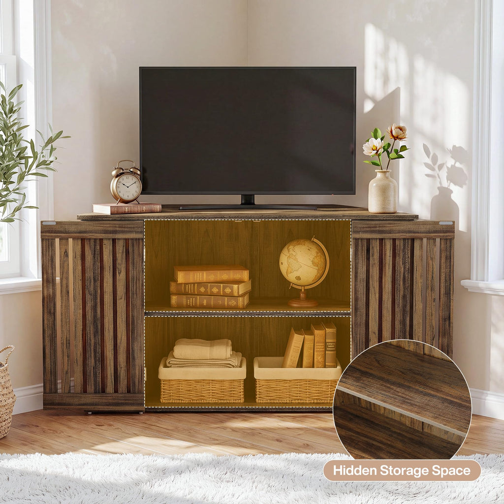 53" Farmhouse Corner TV Stand with Storage V57314