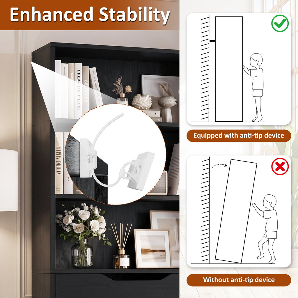 71” Tall Wood Bookshelf with 3 Drawers X828765
