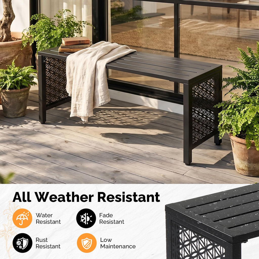 Black Metal Outdoor Bench E23728