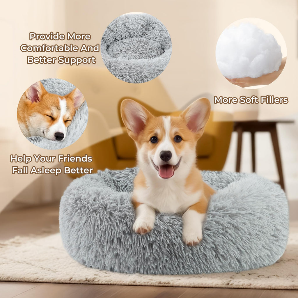 Round Fluffy Washable Anti-Anxiety Dog and Cat Bed K4541