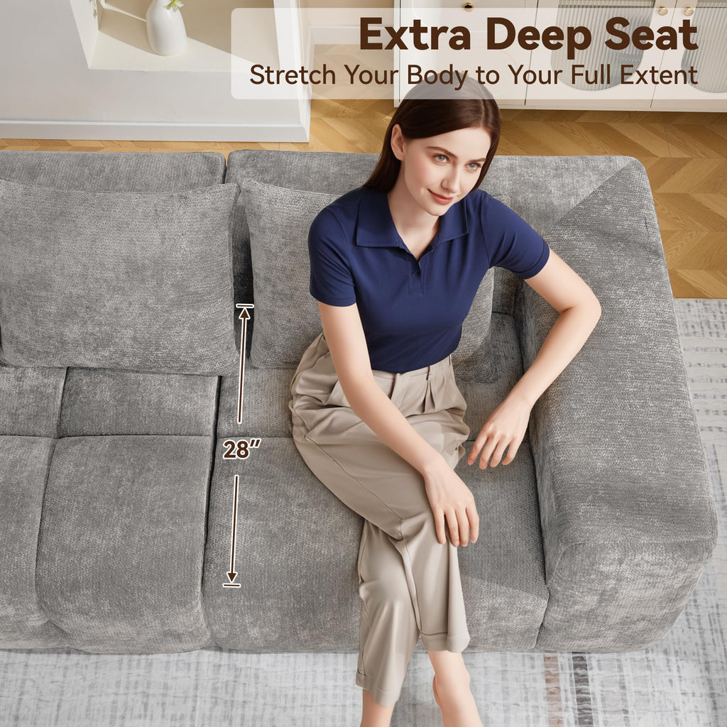 Light Grey Oversized Tufted Memory Foam Loveseat Q180523