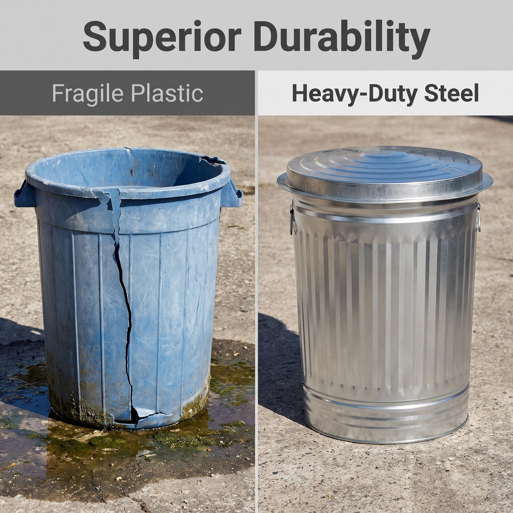 31 Gallon Galvanized Steel Trash Can with Locking Lid K4618