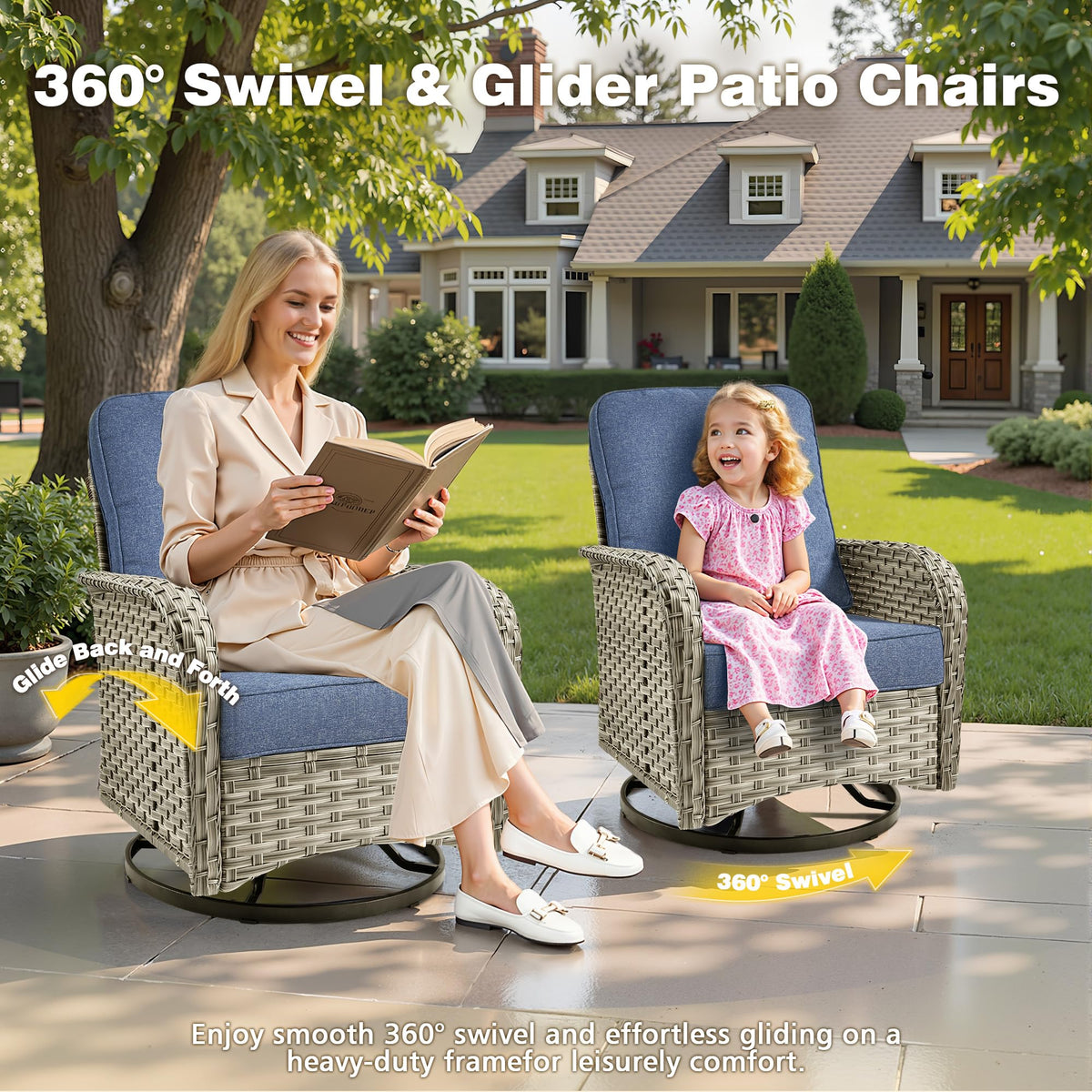 All Weather Wicker 5 PCS Outdoor Sofa Set with Swivel Rocker Chairs U46065