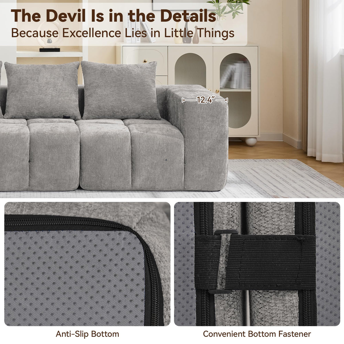 Light Grey Oversized Tufted Memory Foam Loveseat Q180523