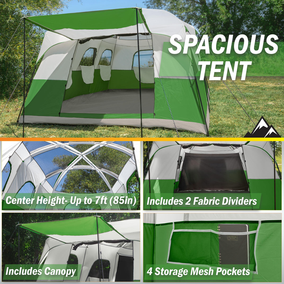 10-12 Person Camping Tent with Room Divider and Carry Bag P5208