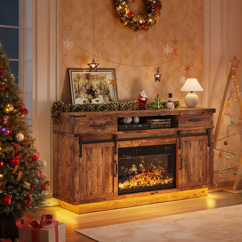 58" Electric Fireplace TV Stand with 2 Storage Drawers E75286