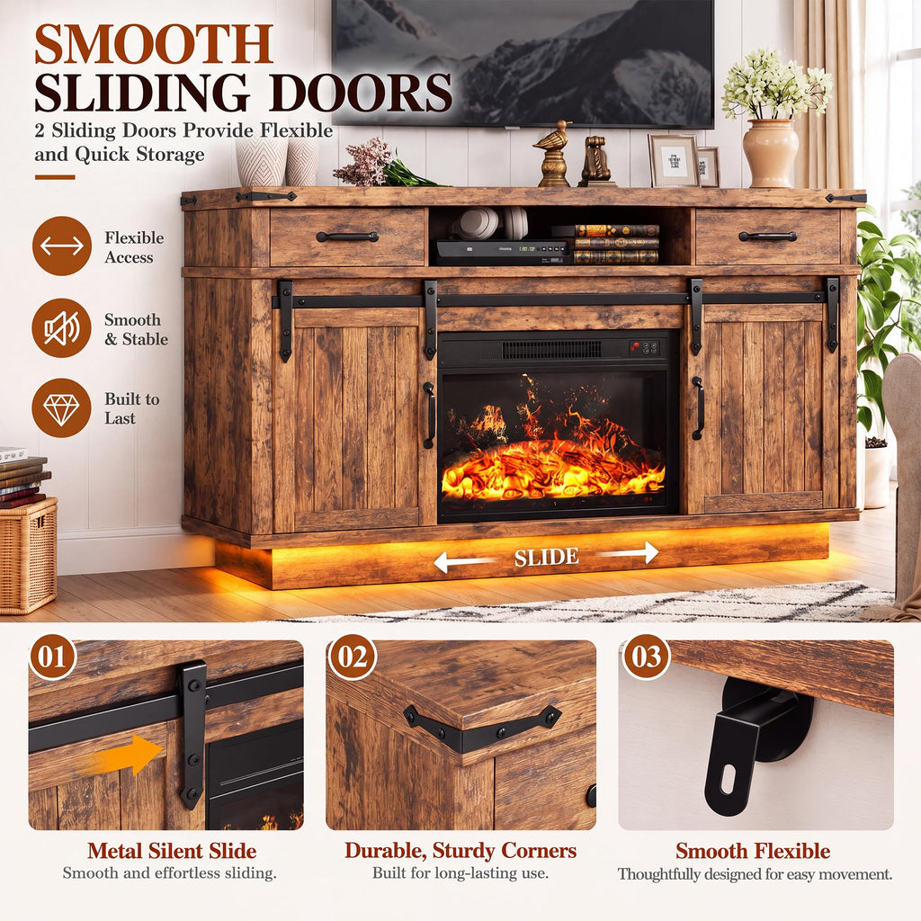 58" Electric Fireplace TV Stand with 2 Storage Drawers E75286