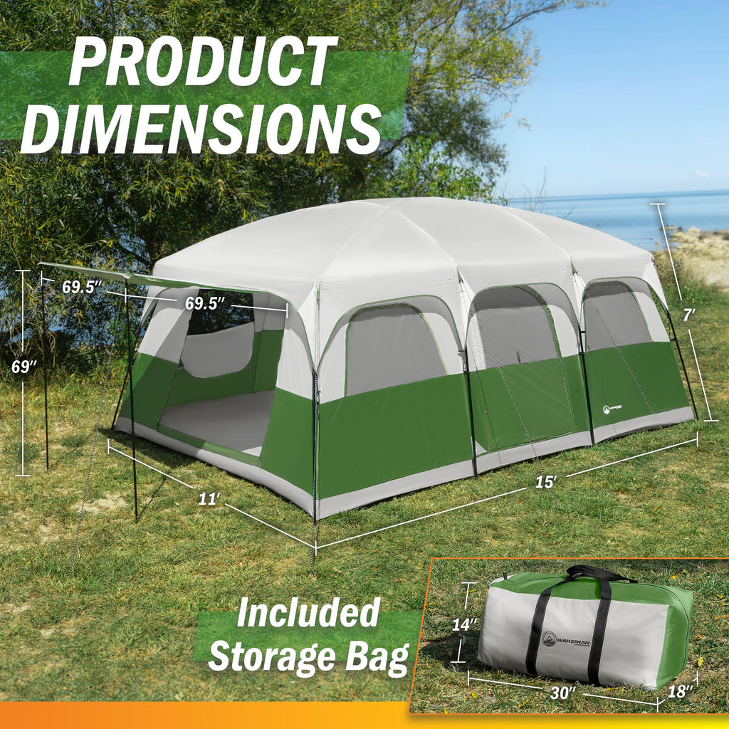 10-12 Person Camping Tent with Room Divider and Carry Bag P5208