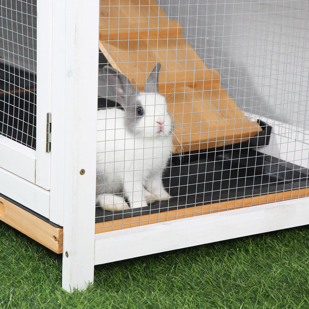 62" Wooden Small Animal Hutch with Run Area S565
