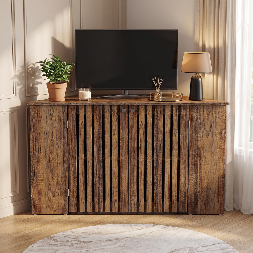 53" Farmhouse Corner TV Stand with Storage V57314