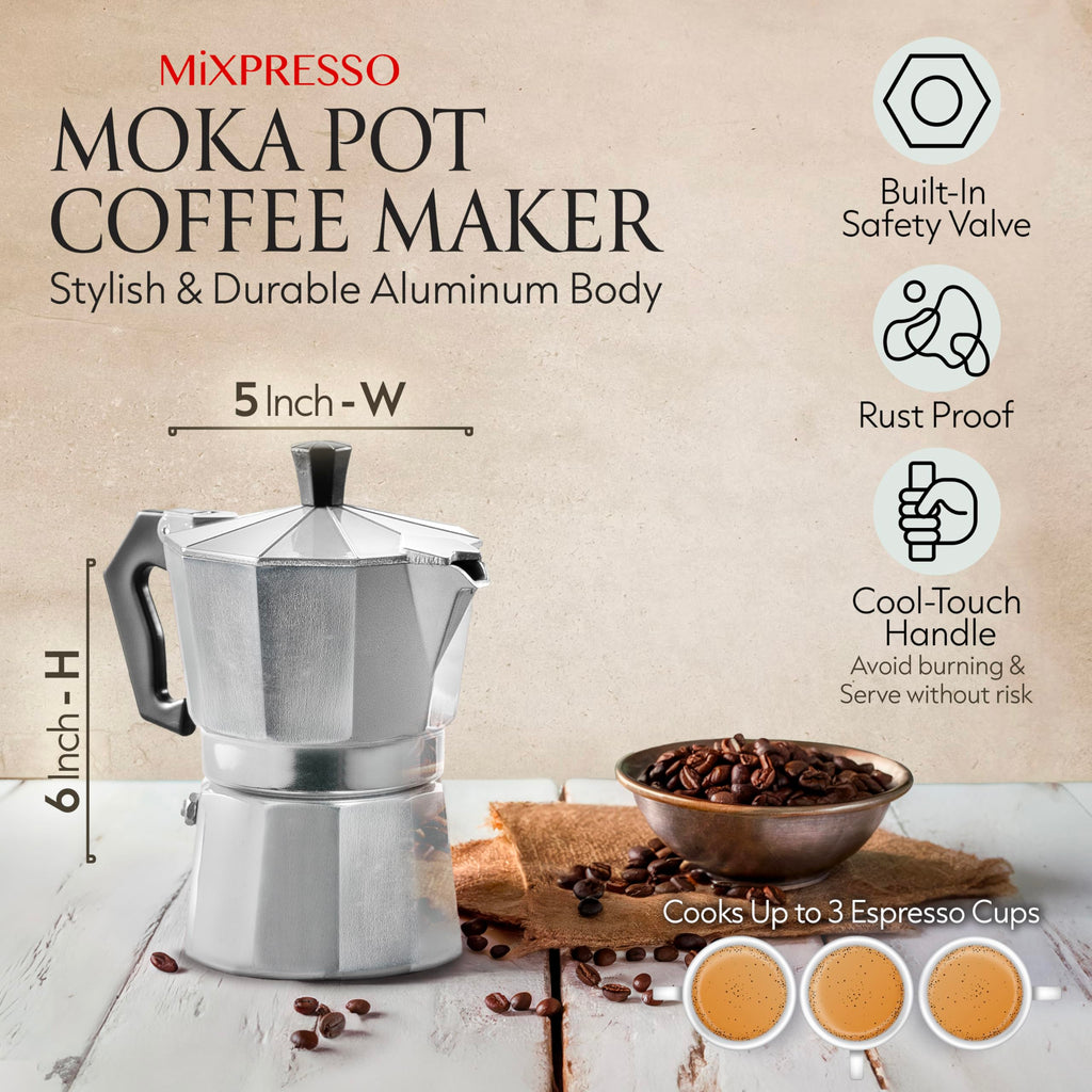 3 Cup Moka Pot Stovetop Espresso Maker O545