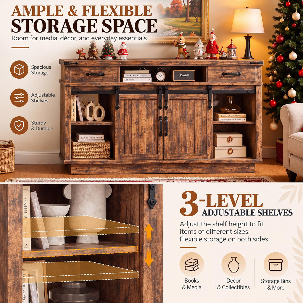 58" Electric Fireplace TV Stand with 2 Storage Drawers E75286