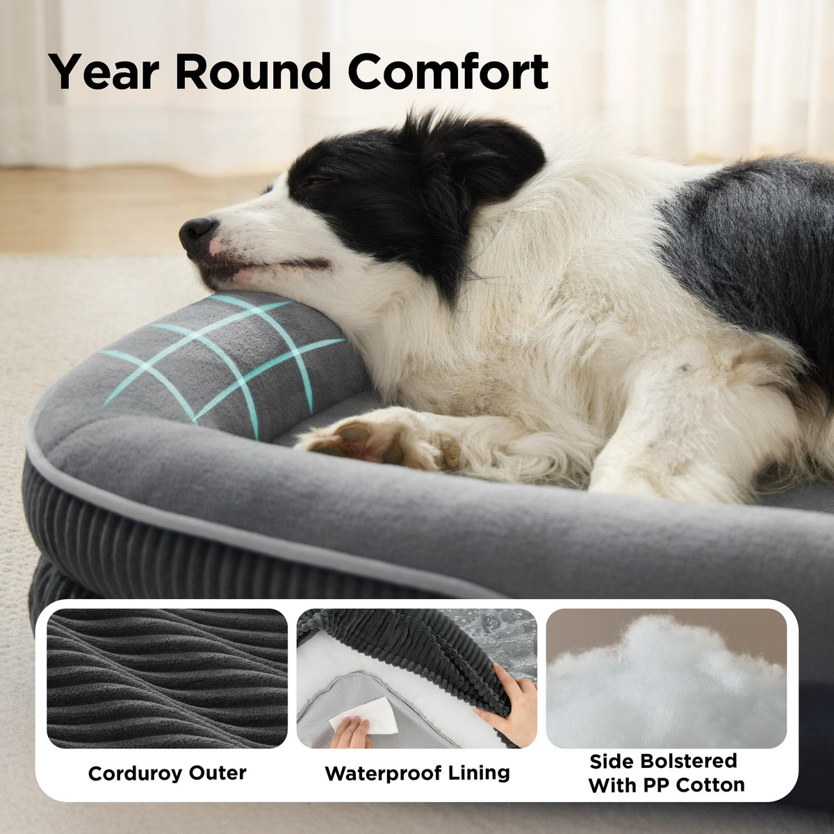 Oval Orthopedic Dog Bed 35" Grey Y479
