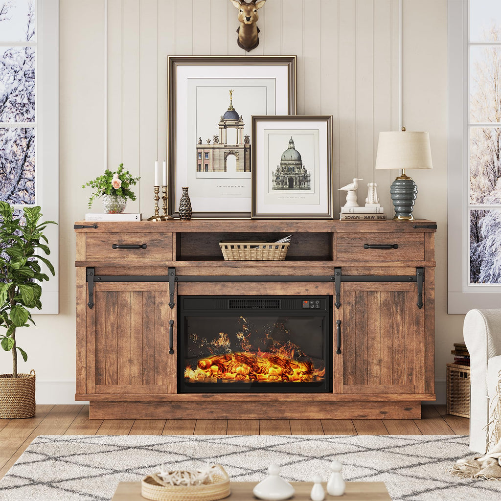 58" Electric Fireplace TV Stand with 2 Storage Drawers E75286